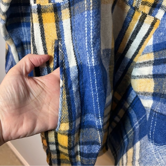 BoohooMAN 1/2 Zip Pullover Flannel Shirt Men’s L Heavy Brushed Overshirt Jacket - Picture 10 of 13